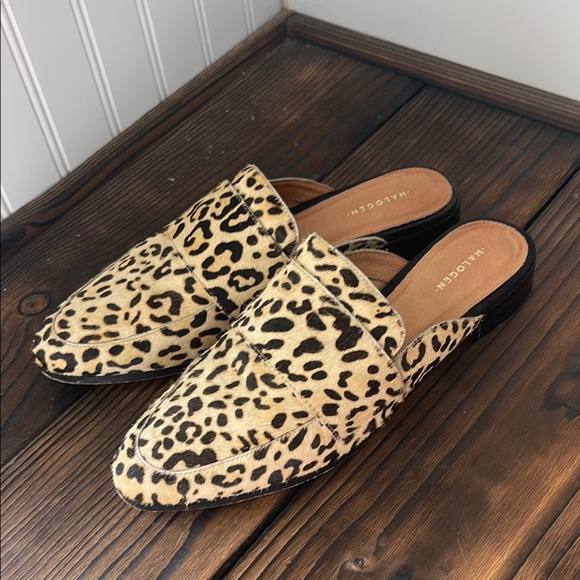 Halogen Leopard Print Calf Hair Slip-On Mules - Picture 1 of 7